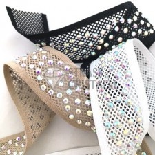 Fettucce di rete elastica con strass